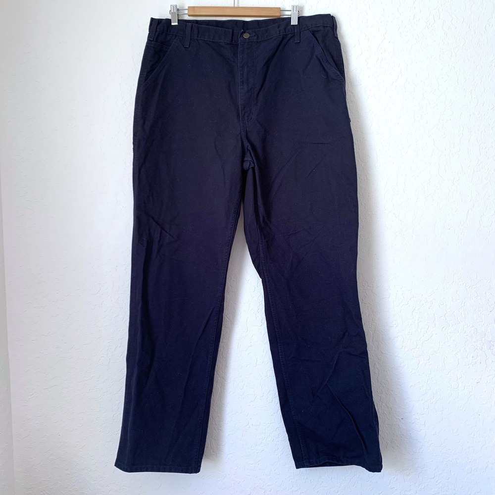 Carhartt Pants B11 MDT Men 40x34 (38x32.5) Navy Blue Duck Canvas Carpenter